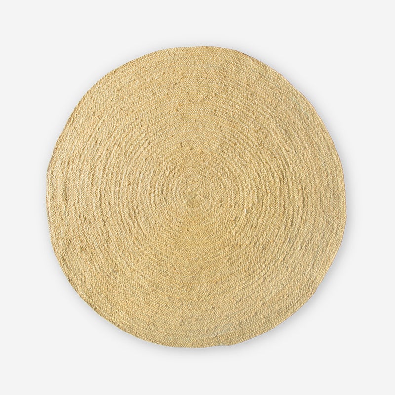 Okrągły dywan z juty żółty Ø140 cm Naturalny, trwały i dekoracyjny