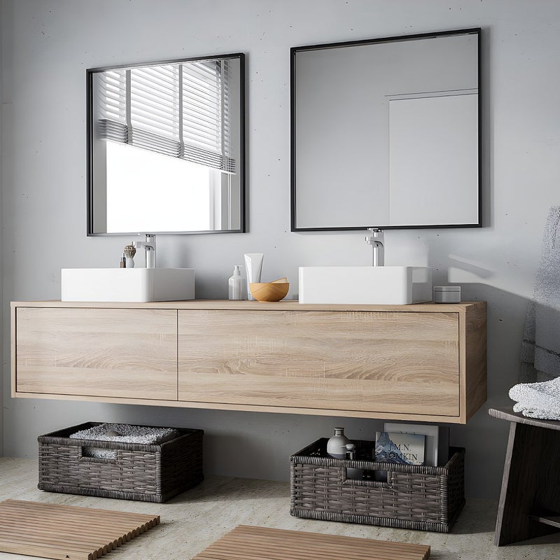 Szafka łazienkowa wisząca ISAURE w kolorze dębu - 150x32 cm