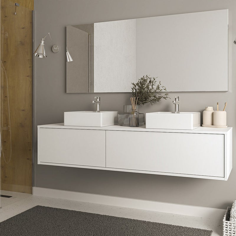 Szafka łazienkowa wisząca pod umywalkę - Biały - szer. 150 cm - ISAURE II