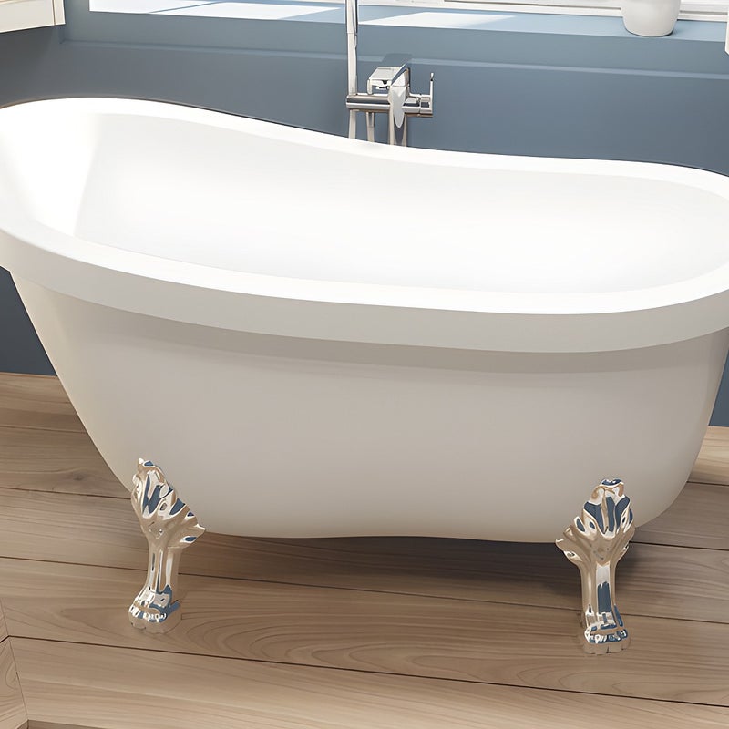 VENTE-UNIQUE Wanna wolnostojąca retro ze srebrnymi nogami w kształcie lwich łap - 200 l - 145 x 74 x 77 cm - Biała - NISOS II