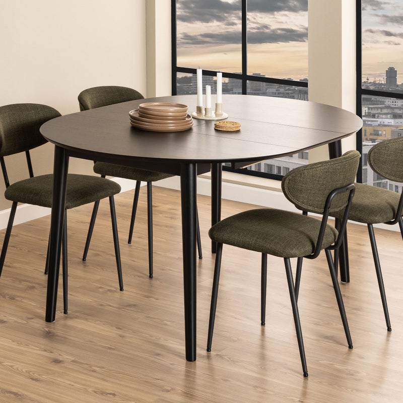 Montreux stół do jadalni Ø115/154cm zawiera dodatkowe blaty czarny.