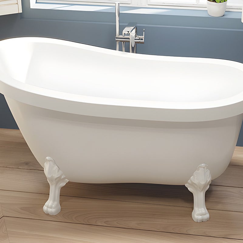 VENTE-UNIQUE Wanna wolnostojąca retro z białymi nogami w kształcie lwich łap – 200 l – 145 x 74 x 77 cm – Biała – NISOS