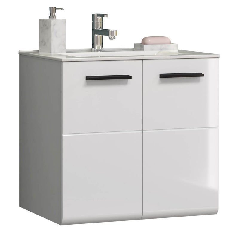 Riva szafka pod umywalkę 2 drzwi, biały wysoki połysk.