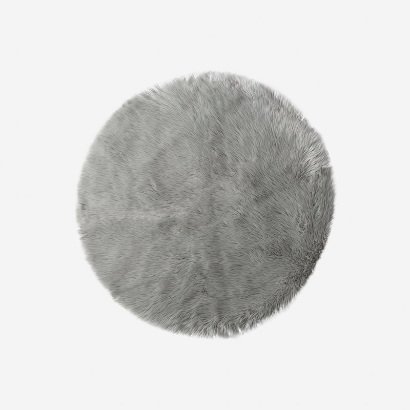 Dywanik długi włos srebrny Ø90 cm – Miękki, dekoracyjny i trwały do wnętrza