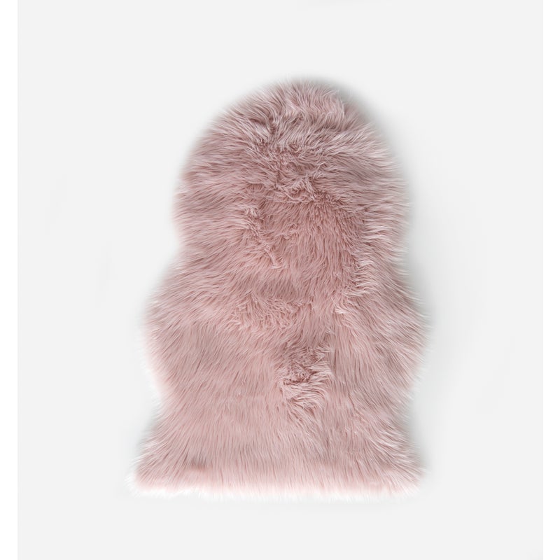 Dywan z długim włosiem różowy 60x90 cm nieregularny kształt miękki