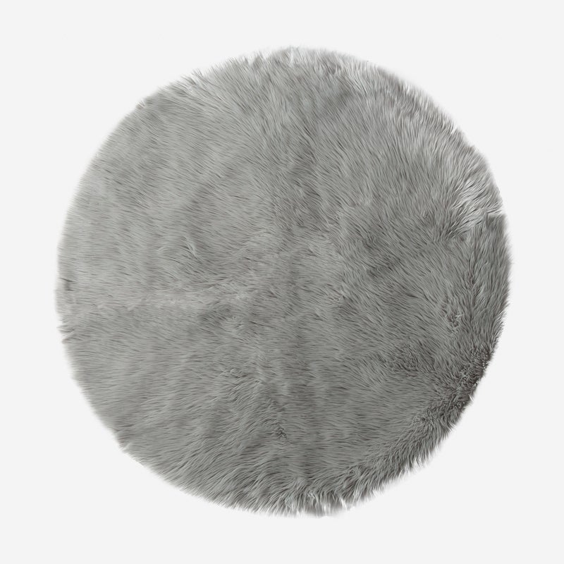 Dywan okrągły z długim, miękkim włosiem srebrny Ø140 cm – Miękki i trwały dywan