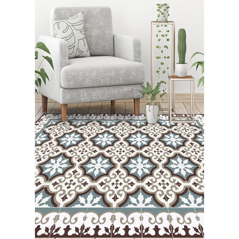 Dywan winylowy Flocons aigue-marine 200x266 cm - PVC antypoślizgowa, winylowa do kuchni lub salonu, zmywalna, wodoodporna, niebieska