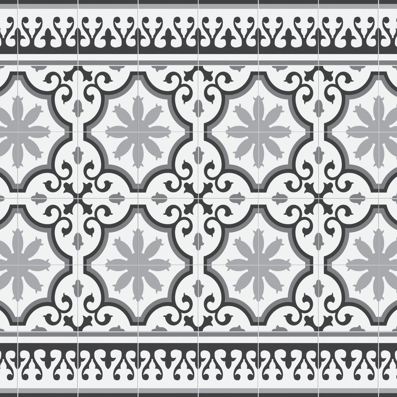 Dywan winylowy Parisian 66x100 cm - antypoślizgowy PVC, winylowy do kuchni lub salonu, zmywalny, styl hydrauliczny, szary