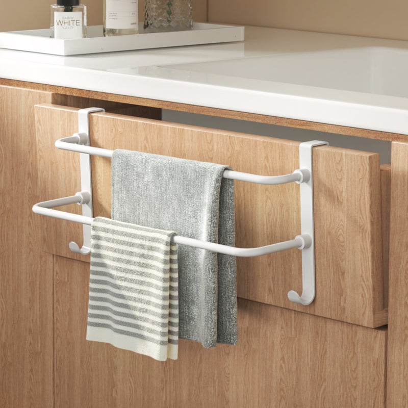 EMKE Wieszak ścienny na ręcznik 41 cm biały, dwuwarstwowy z 2 haczykami