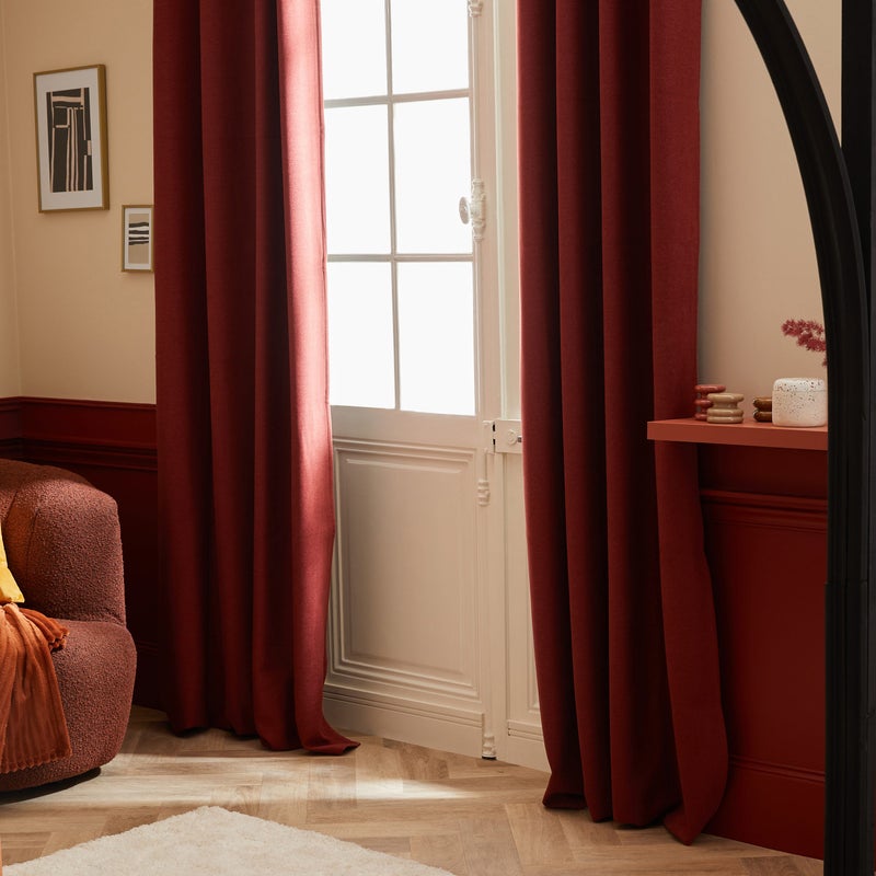 Zasłona termiczna zaciemniająca RAGNAR - efekt aksamitu w kolorze bordowym - szer. 200 x wys. 280 cm - poliester - INSPIRE