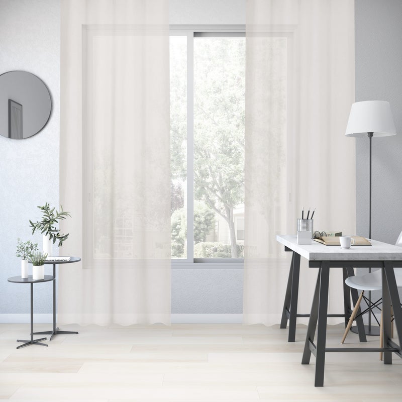 Zasłona ELARA na przelotkach - szer. 140 x wys. 280 cm - Bawełna / Len - Jasny beż