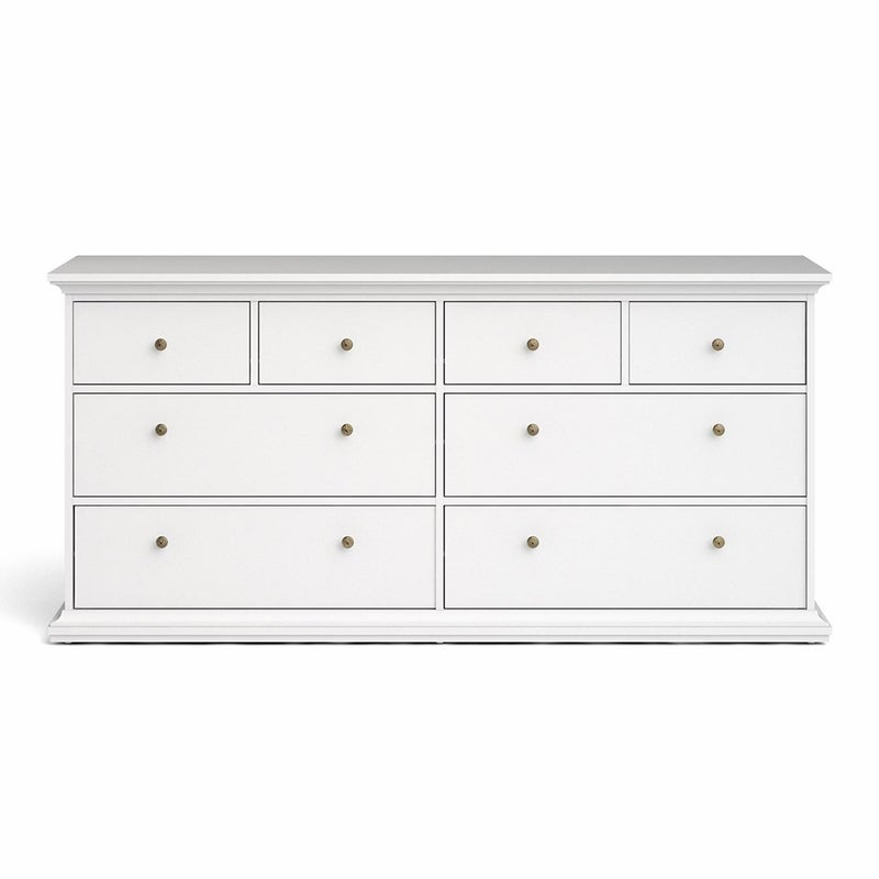 Venedig komoda 4 duże szuflady i 4 małe szuflady, szerokość 183 cm, wysokość 86 cm biały.