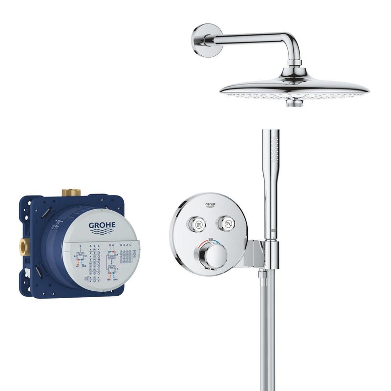 Podtynkowy zestaw prysznicowy termostatyczny GROHE Smartcontrol szary / srebrny