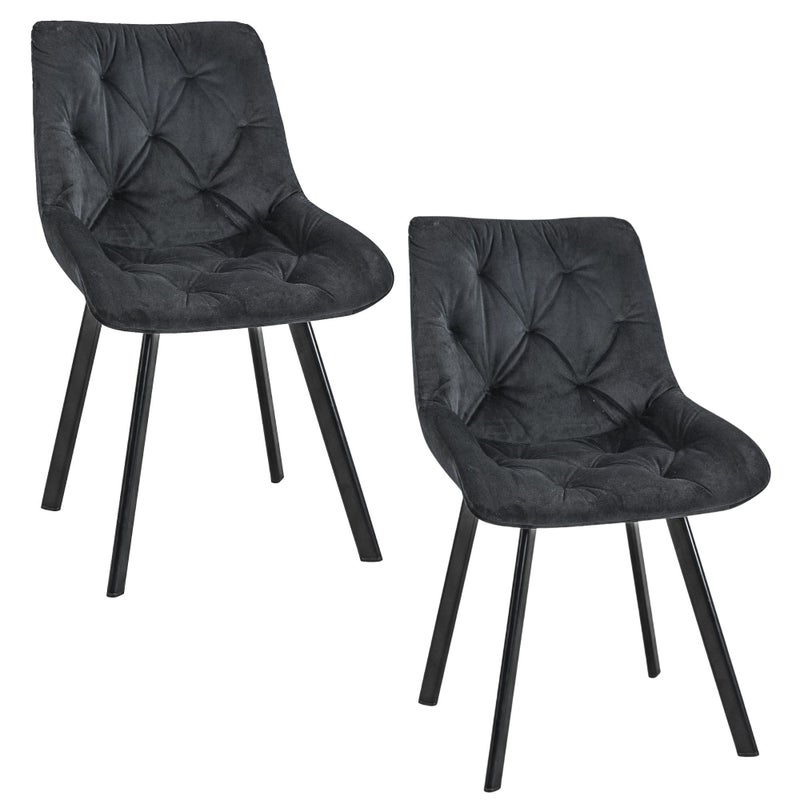 2x Krzesło tapicerowane pikowane welur SJ.33 Czarne