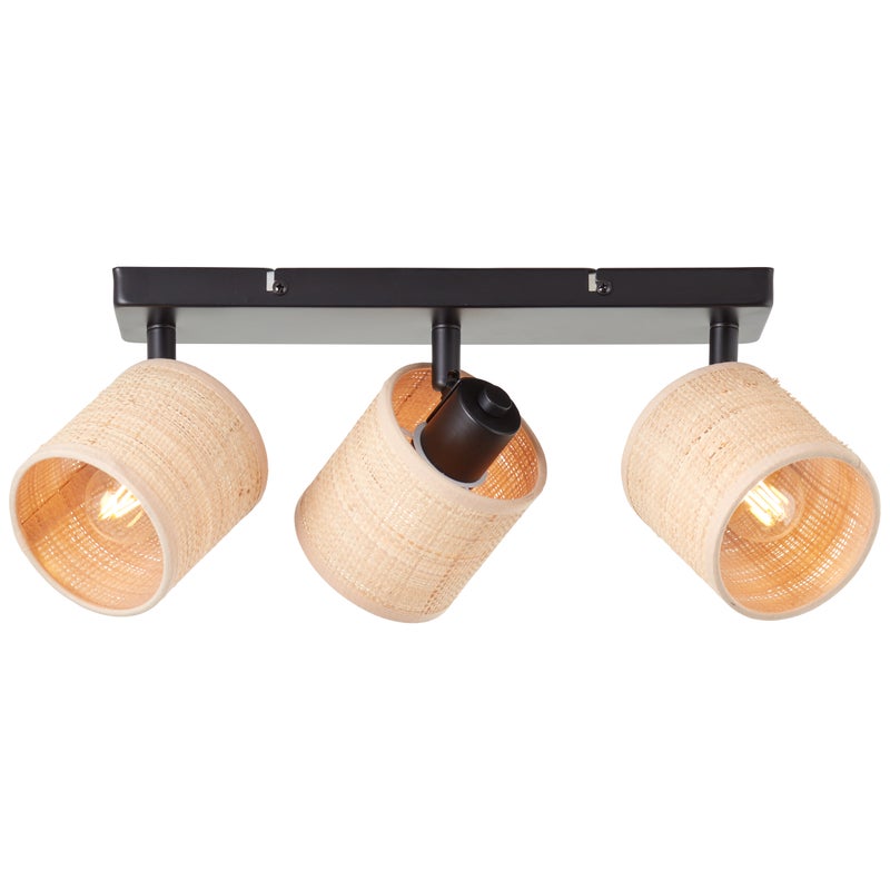 Spot Brilliant Raffy 3-płomienny naturalny/czarny, metal/trawa trawiasta, 3x D45, E14, 28 W