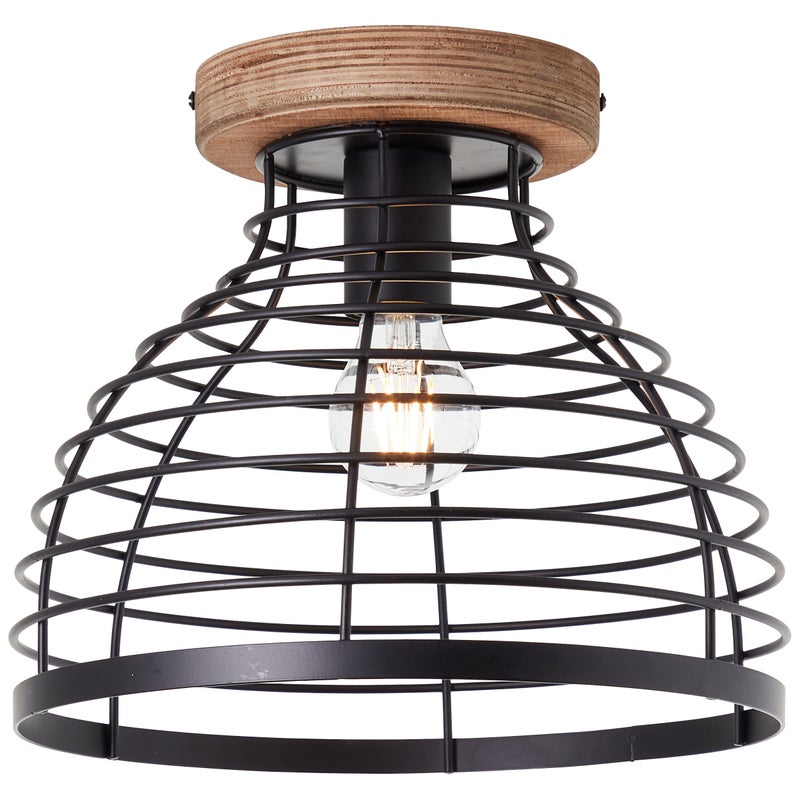 Lampa sufitowa Brilliant Avia 30cm czarny/drewno, metal/drewno, 1x A60, , 52W