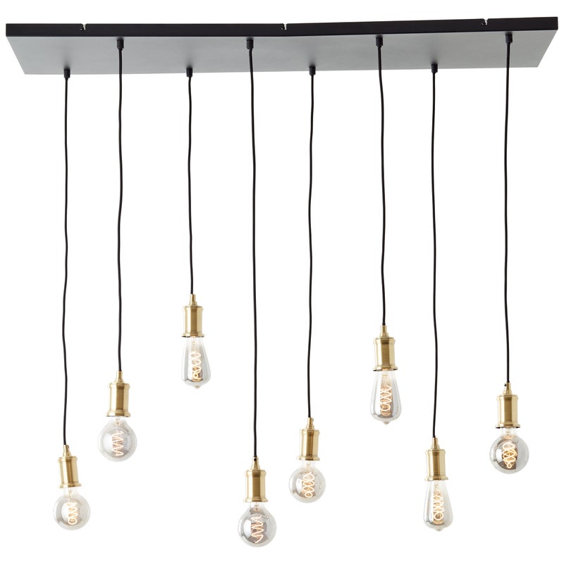 Brilliant Lamp Darcia 8-lampowa lampa wisząca czarny metal/szkło 8x A60, E27, 60 W
