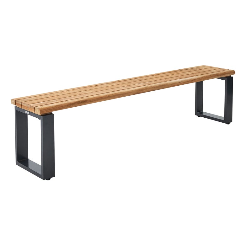 Ławka ogrodowa bez poduszki, aluminiowa, Sirokos, beżowa