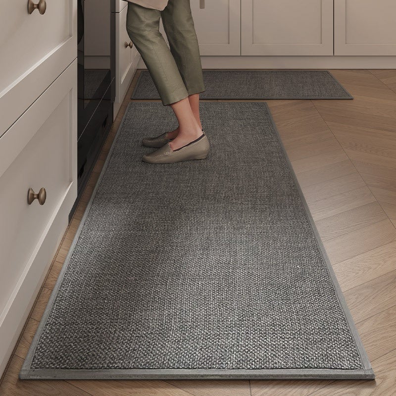 Tkana mata kuchenna, Absorbuje wodę i olej, Antypoślizgowa, Odporna na wstrząsy, Odporna na zabrudzenia, Można prać w pralce, 45x75cm, Ciemnoszara