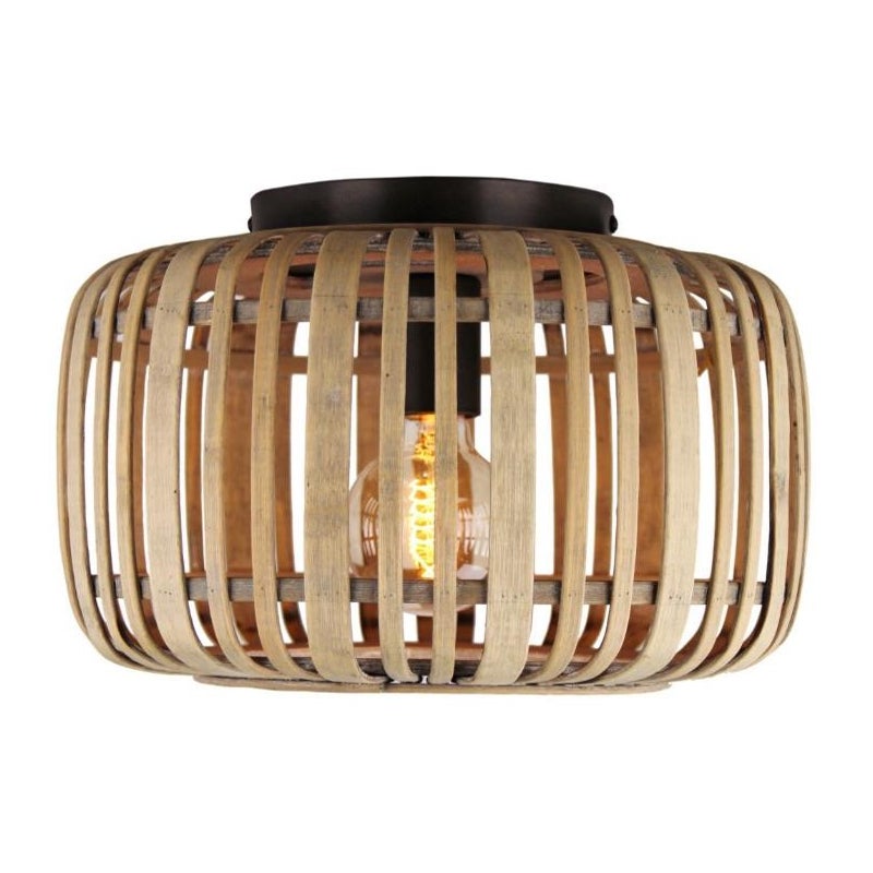 Brilliant lampa sufitowa Mazzaro 48,5cm czarny metal/czarny bambus 40 W LED zintegrowana