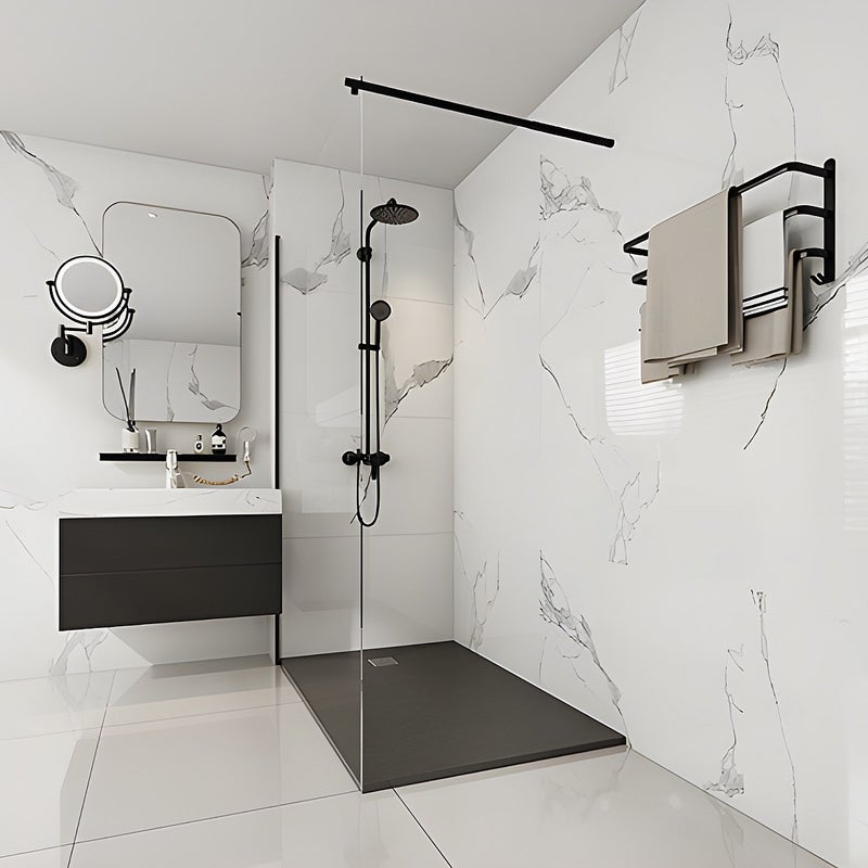 Brodzik posadzkowy lub wpuszczany w posadzkę z żywicy - Czarny - 140 x 90 cm - MIRNOSA