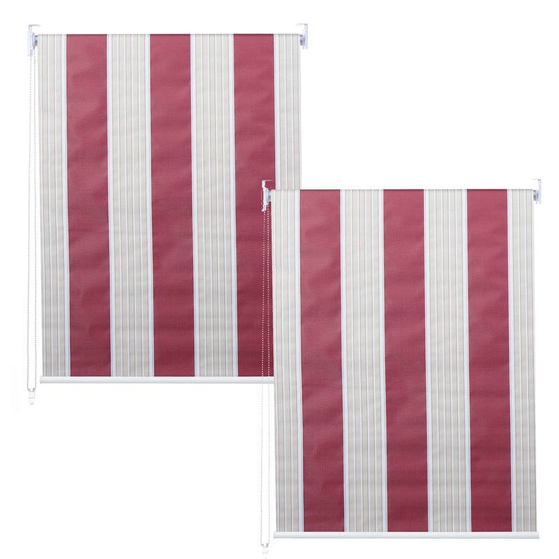 Zestaw 2 rolet HWC-D52, roleta okienna boczna, 120x230cm nieprzezroczysta ochrona przeciwsłoneczna ~ czerwony/biały/beżowy