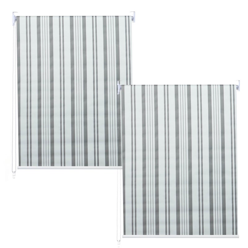 Zestaw 2 rolet HWC-D52, roleta okienna boczna, 120x230cm nieprzezroczysta ochrona przeciwsłoneczna ~ szary/biały