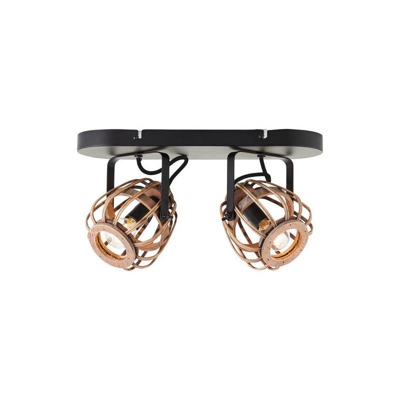 BRILLIANT Nikka spot bar 2-płomienny czarny/naturalny 2x D45, E14, 28W, nadaje się do lamp wiszących (brak w zestawie)