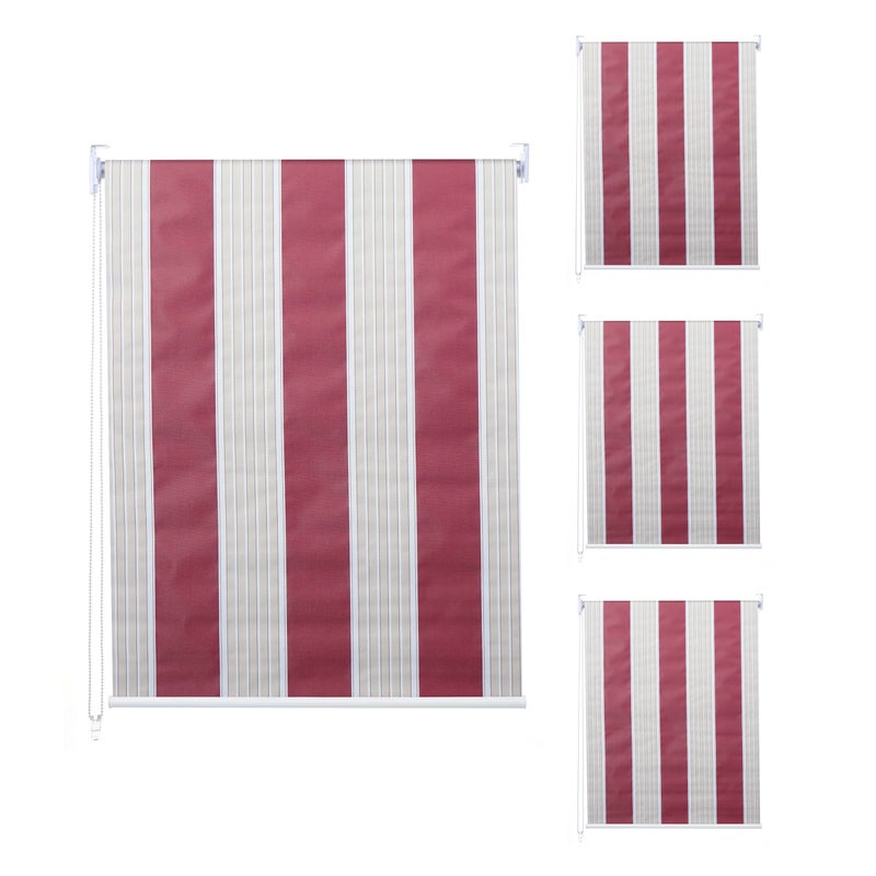 Zestaw 4 rolet HWC-D52, roleta okienna boczna, 120x230cm nieprzezroczysta ochrona przeciwsłoneczna ~ czerwony/biały/beżowy