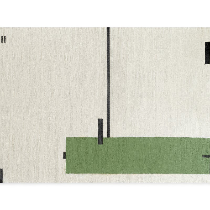 Beżowo-zielony dywan designerski z czarnymi detalami 160x230cm