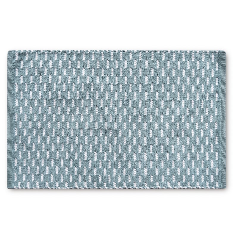 Niebieski bawełniany dywan z białymi detalami 50x80CM