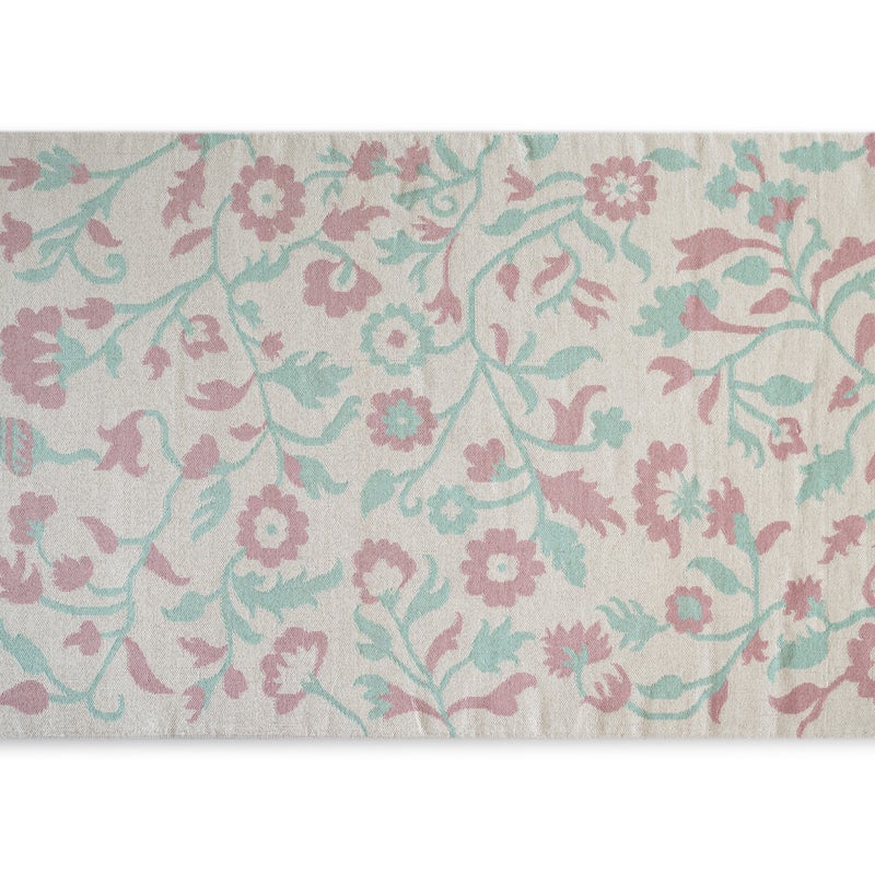 Beżowy bawełniany dywan kwiatowy 160x230cm