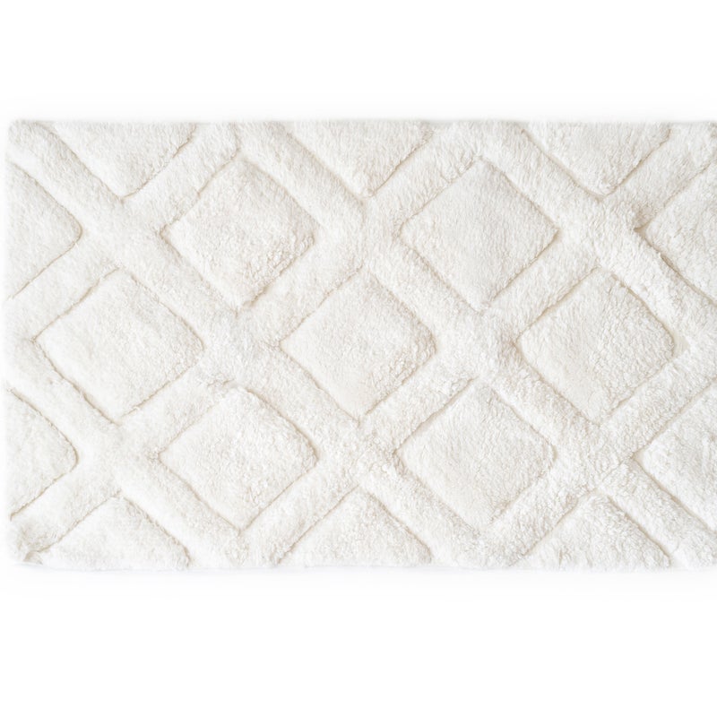 Dywan bawełniany zmywalny, białe romby, 50x80 cm
