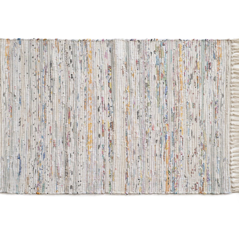 Dywan bawełniany beżowy wielokolorowy z frędzlami 60x90 cm Trwały i dekoracyjny