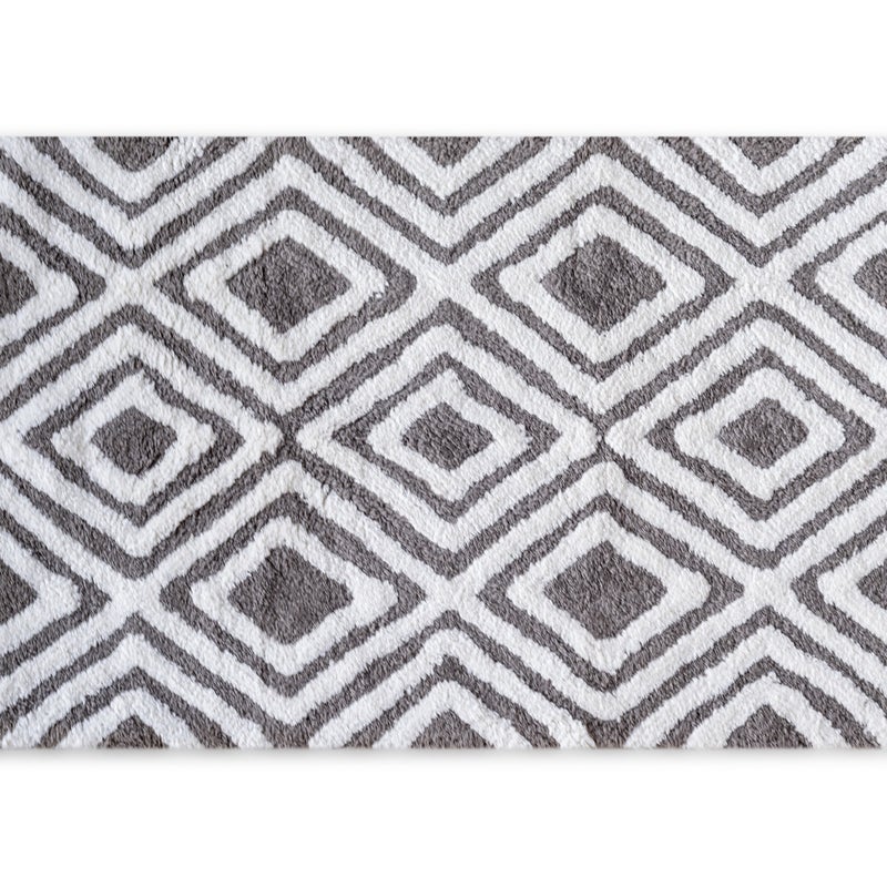 Dywan bawełniany, prany w pralce, romby szaro-białe 50x80 cm Nowoczesny i praktyczny
