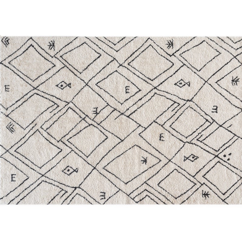 Zmywalny dywan bawełniany z frędzlami, czarno-biały, 120x170 cm