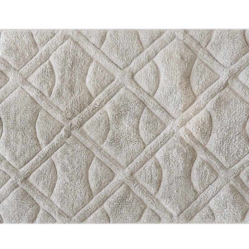 Beżowy, zmywalny dywan bawełniany z falami i diamentami, 50x80 cm