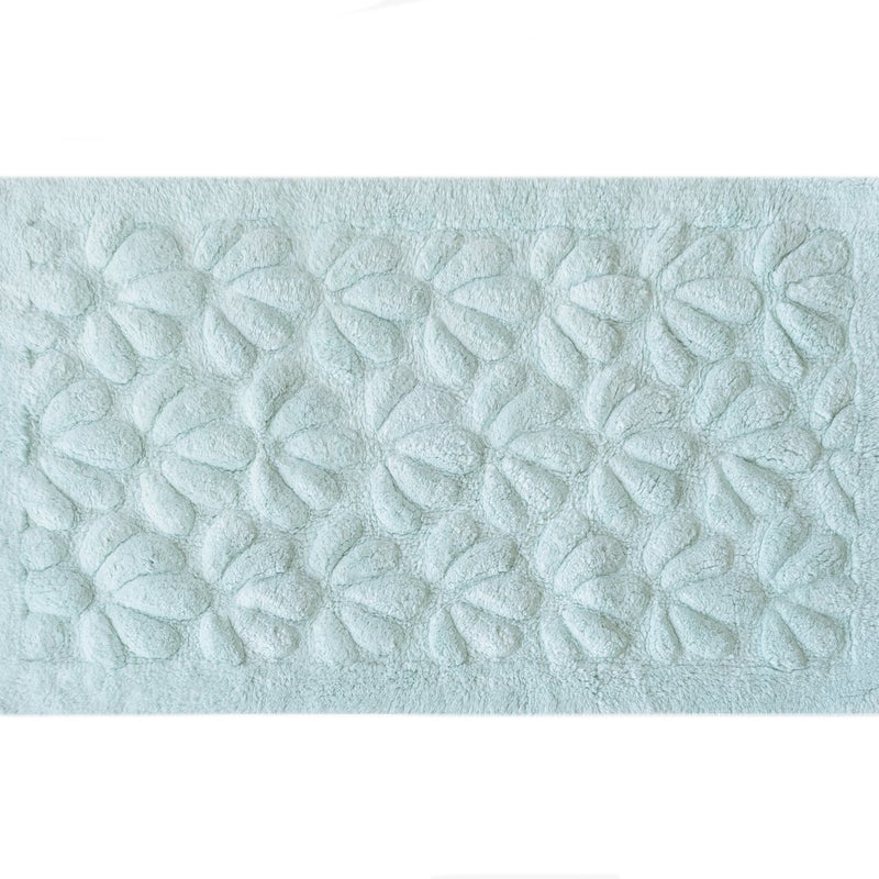 Zmywalny bawełniany dywan z turkusowymi kwiatami 50x80cm
