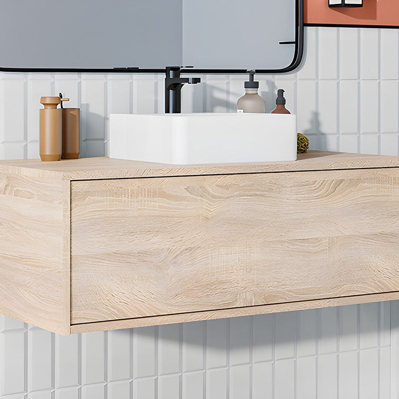 Szafka łazienkowa wisząca pod umywalkę - Naturalny jasny - 94 cm - TEANA II