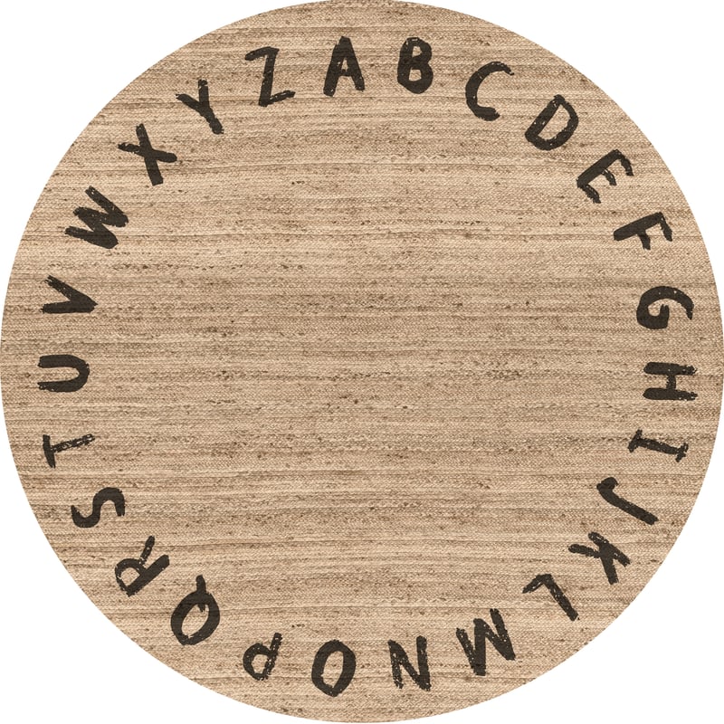 ABC Dywan winylowy czarna [średnica] 200 cm - PVC antypoślizgowy, winylowy dywan do pokoju dziecięcego, ognioodporny i zmywalny