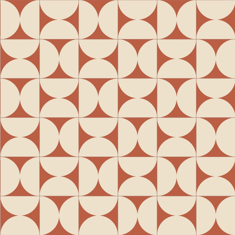 Dywan winylowy retro terakota 100x133 cm - PVC antypoślizgowy, gładki nadruk, winylowy dywan do kuchni lub salonu, zmywalny