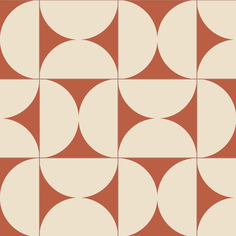 Dywan winylowy retro terakota 50x100 cm - antypoślizgowy dywan z PVC, gładki nadruk, winylowy dywan do kuchni lub salonu, zmywalny