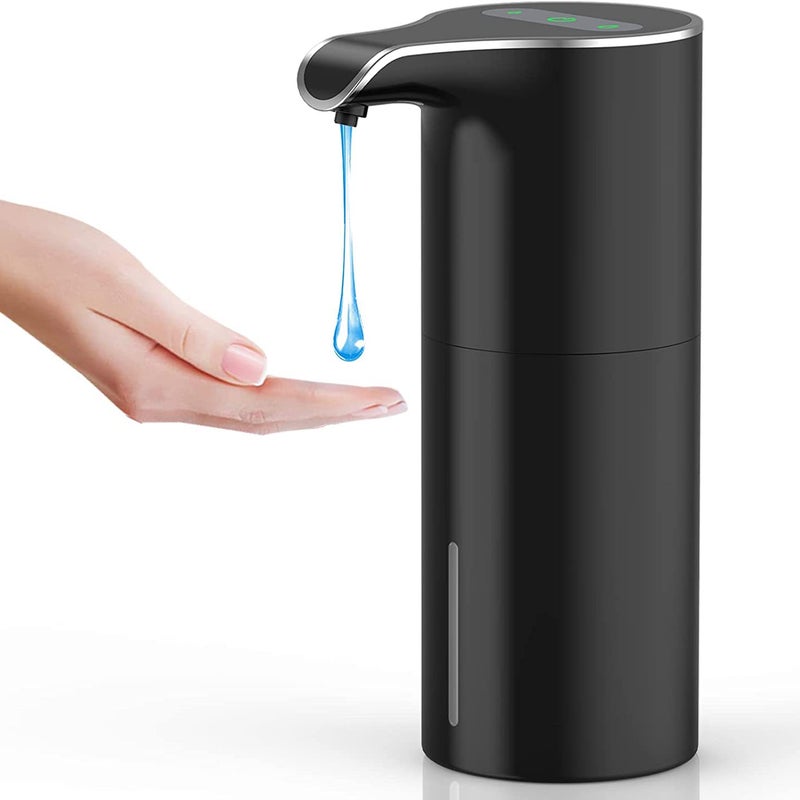 Czarny automatyczny dozownik mydła, bezdotykowy dozownik mydła do rąk z czujnikiem podczerwieni, ładowanie przez USB, regulowana pojemność, 450 ml, b