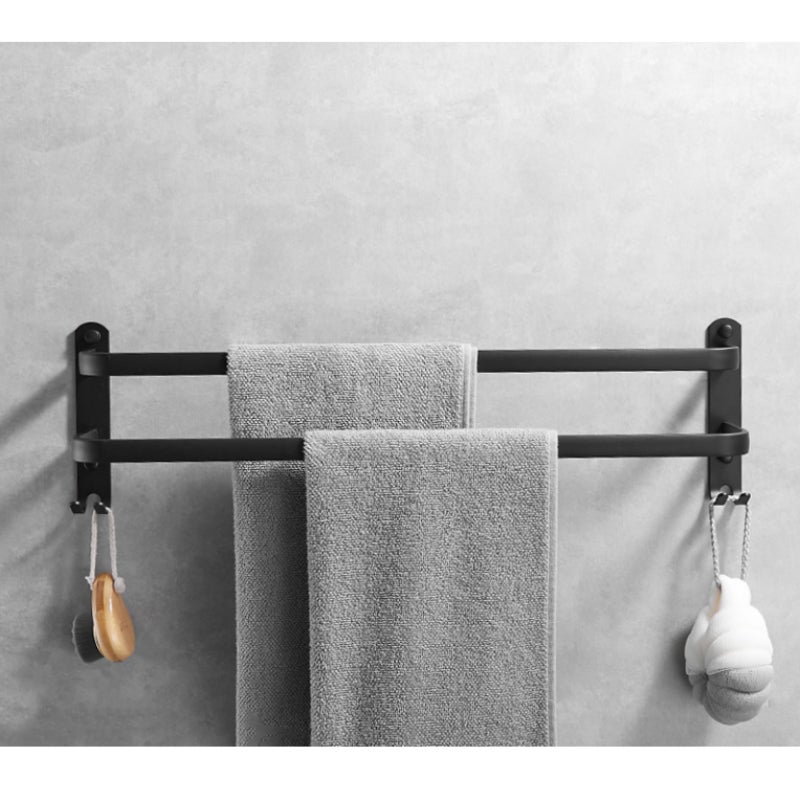 Wieszak łazienkowy na ręczniki, wieszak na ręczniki, drążek na ręczniki, wieszak na ręczniki kąpielowe, bez wiercenia, 2 poziomy, 9,5×50×14,5 cm