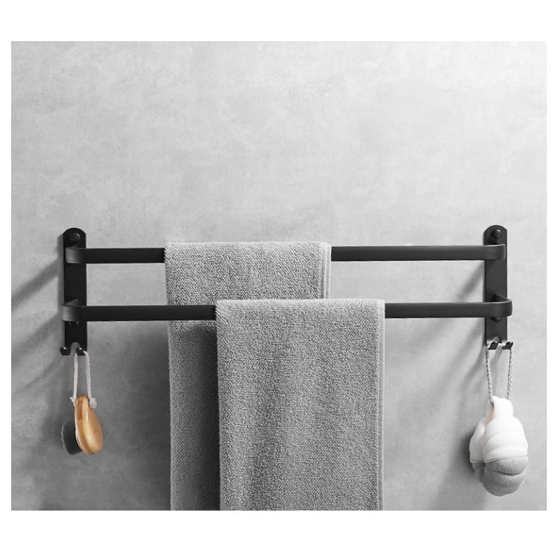 Wieszak łazienkowy na ręczniki, wieszak na ręczniki, wieszak na ręczniki kąpielowe, bez wiercenia, 2 poziomy, 9,5×40×14,5 cm - Czarny