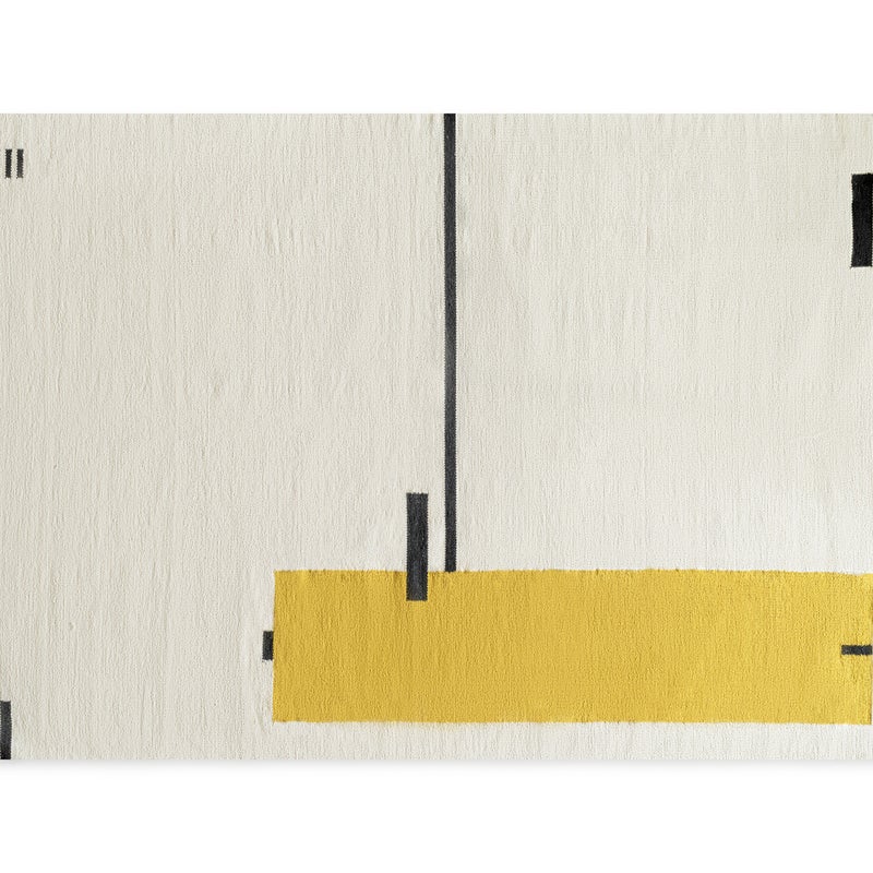 Beżowo-żółty dywan designerski z czarnymi detalami 160x230cm