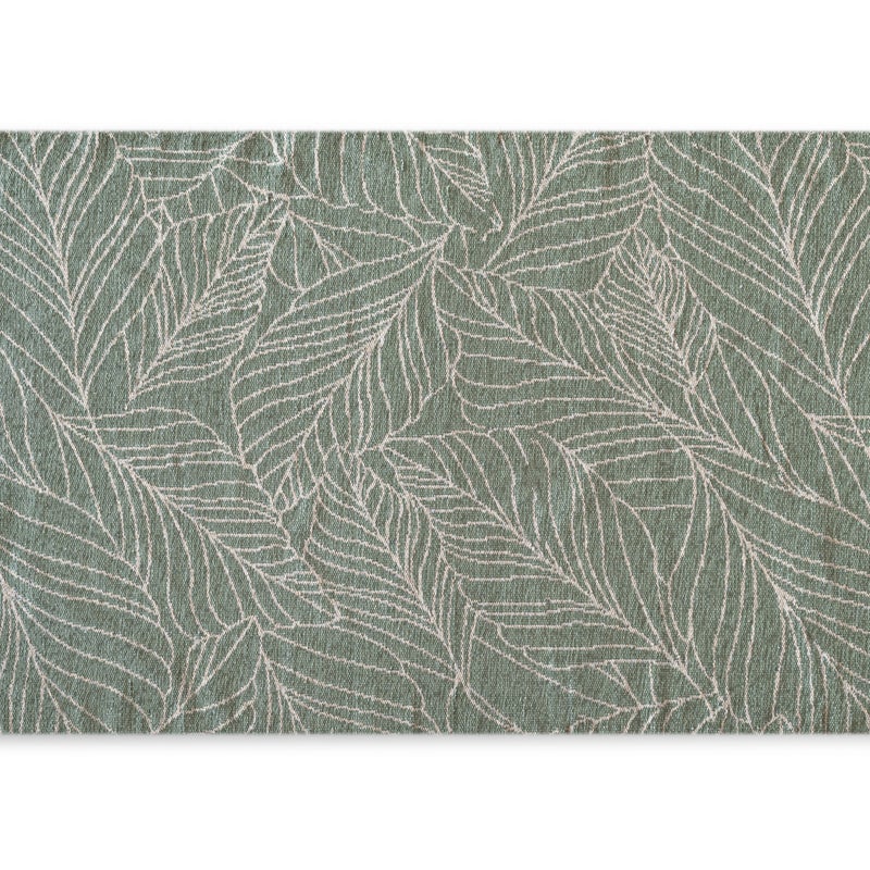 Dywan dwustronny z zielonymi liśćmi i złotą nicią 160x230cm