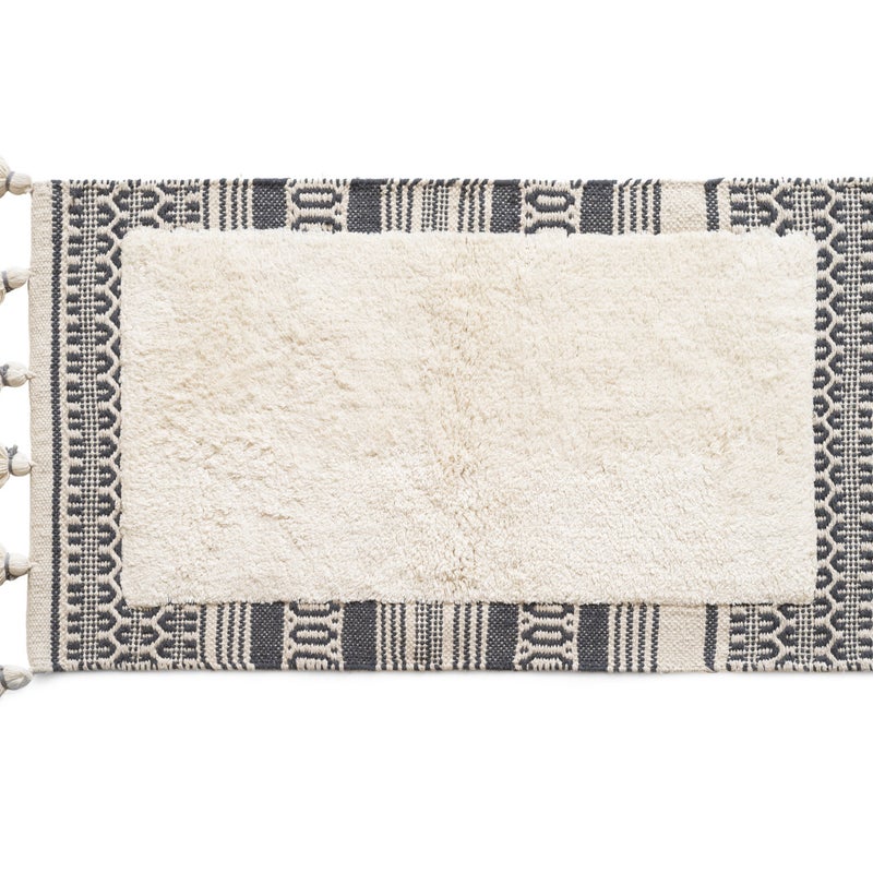 Dywan bawełniany etniczny w kolorze beżowo-czarnym 50x80cm