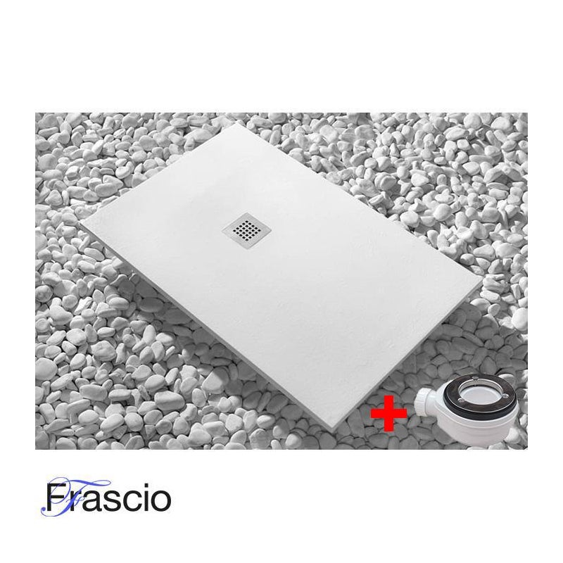 Brodzik prysznicowy Vulcano Line Slim White Marble Resin z odpływem swobodnym, 82x175 cm - FRASCIO