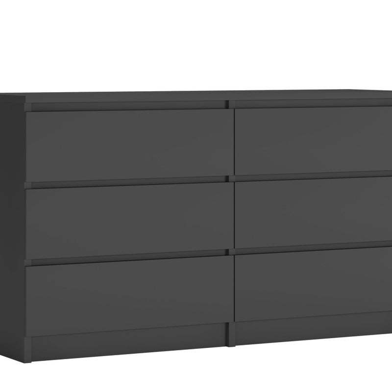 Komoda : 6 szuflad, Antracyt, 138 x 78 x 39 cm